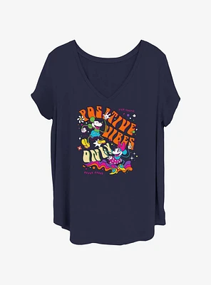 Disney Mickey Mouse Positive Vibes Womens T-Shirt Plus