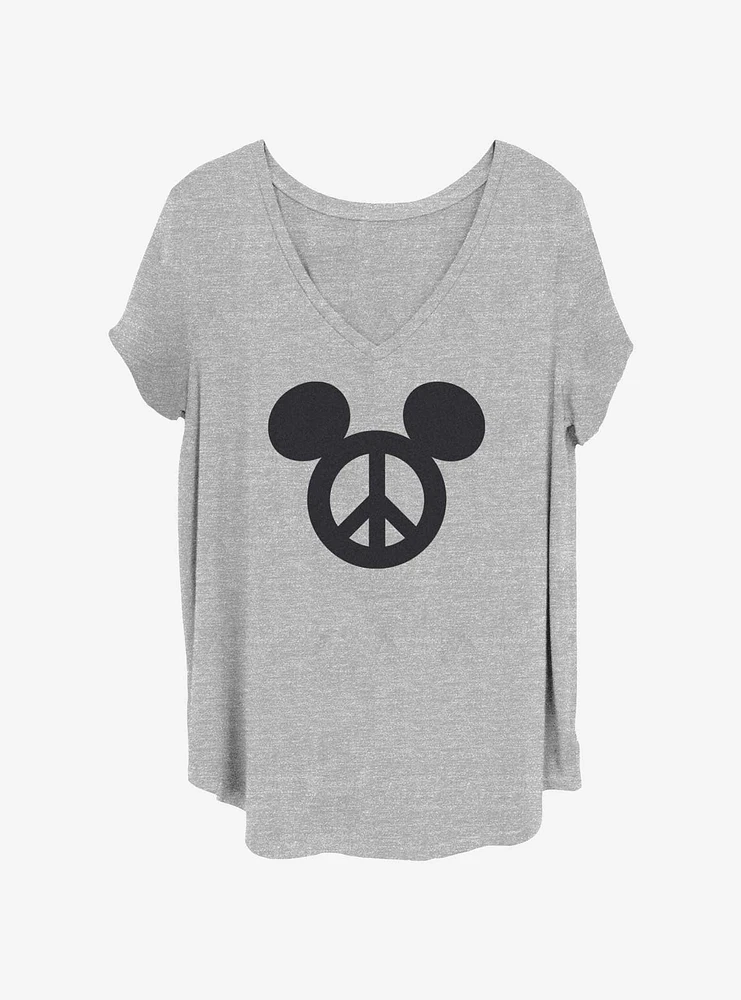 Disney Mickey Mouse Peace Ears Womens T-Shirt Plus