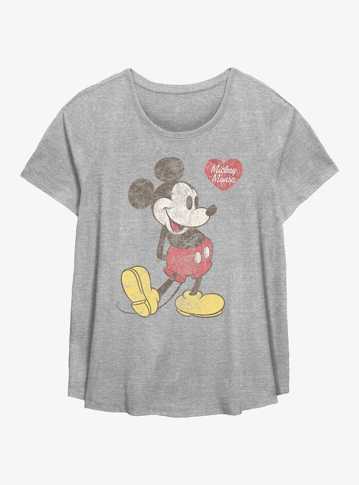 Disney Mickey Mouse Classic Calligraphy Heart Womens T-Shirt Plus