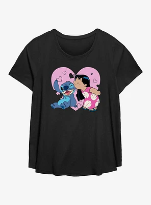 Disney Lilo & Stitch Valentine Kisses Womens T-Shirt Plus