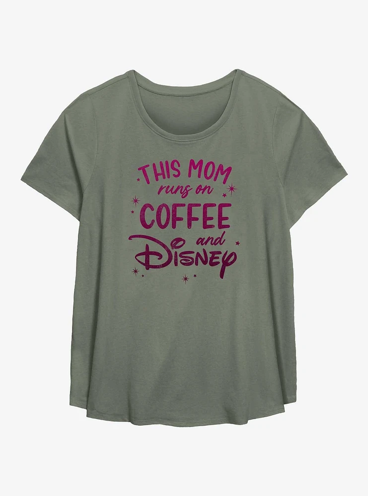 Disney This Mom Runs On Coffee And Womens T-Shirt Plus