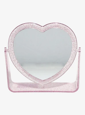 Pink Glitter Heart Magnifying Vanity Mirror