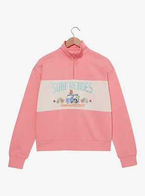 The Powerpuff Girls Surf Heroes Women's Quarter Zip Crewneck - BoxLunch Exclusive