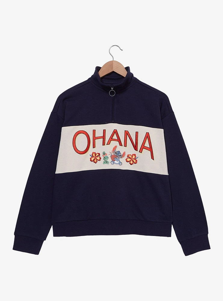 Disney Lilo & Stitch Ohana Surf's Up Women's Quarter Zip Sweatshirt — BoxLunch Exclusive