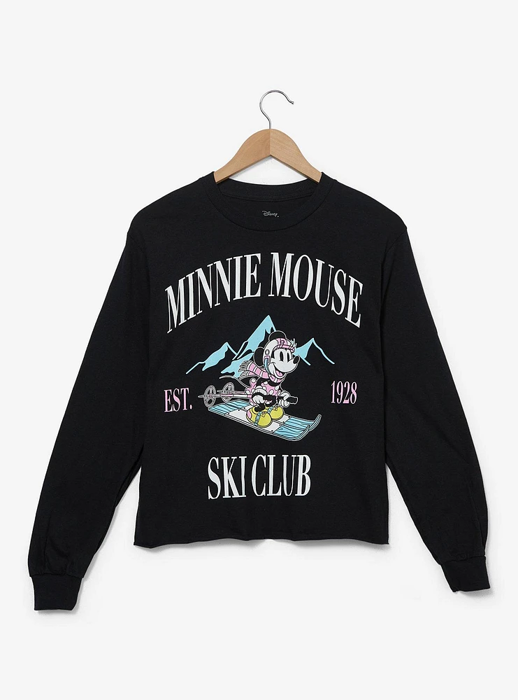 Disney Minnie Mouse Ski Club Women's Cropped Long Sleeve T-Shirt - BoxLunch Exclusive