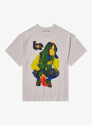 Billie Eilish Neon Crouching Portrait Relaxed Fit Girls T-Shirt