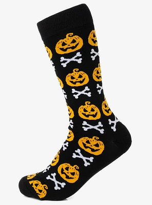 Bad To The Bone Pumpkin Black Men's Socks