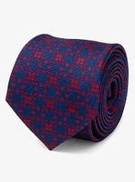 Navy Red Patterned Silk Tie