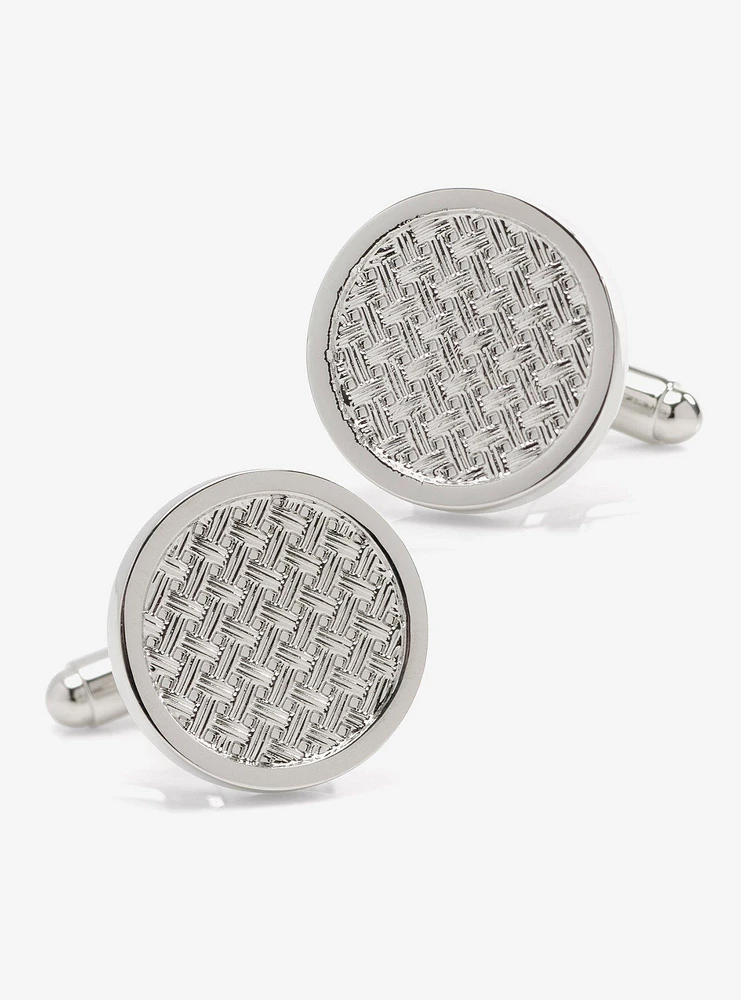 Woven Metal Silver Cufflinks