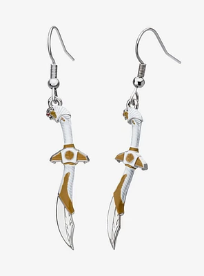 Mighty Morphin Power Rangers White Dragon Sword Drop Earrings