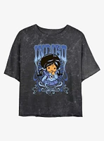 Rainbow Brite Indigo Nouveau Womens Mineral Wash Crop T-Shirt