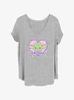 Star Wars The Mandalorian Kawaii Grogu Shiny Heart Womens T-Shirt Plus