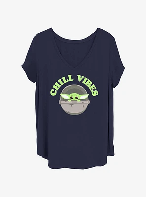 Star Wars The Mandalorian Chill Vibes Grogu Womens T-Shirt Plus