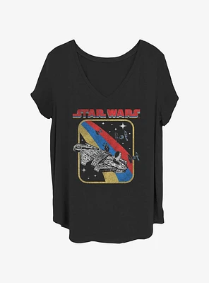 Star Wars Retro Falcon Womens T-Shirt Plus