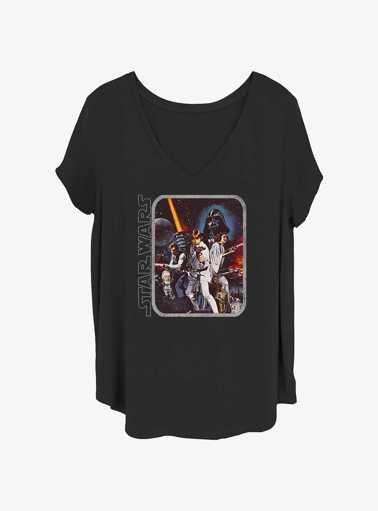 Star Wars Vintage Cast Poster Womens T-Shirt Plus