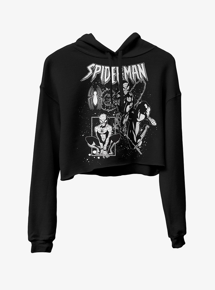 Marvel Spider-Man Splatter Art Girls Crop Hoodie