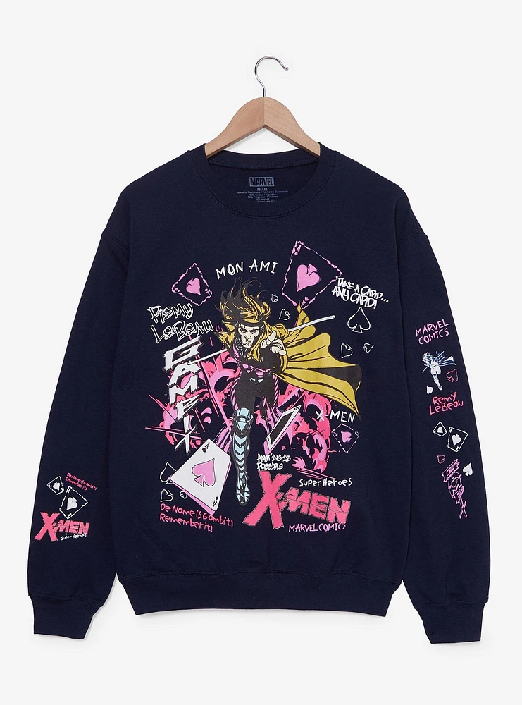 Marvel X-Men Gambit Doodle Icons Women's Crewneck