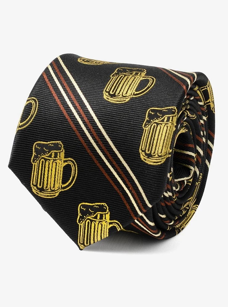 Beer Aficionado Black Striped Silk Blend Tie