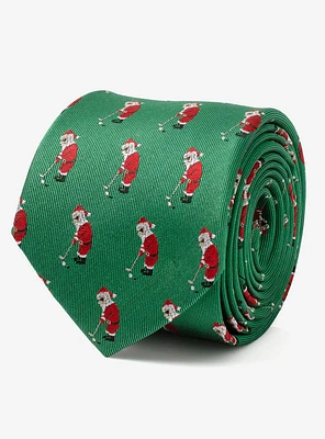 Santa Golf Par-Tee Green Silk Blend Tie