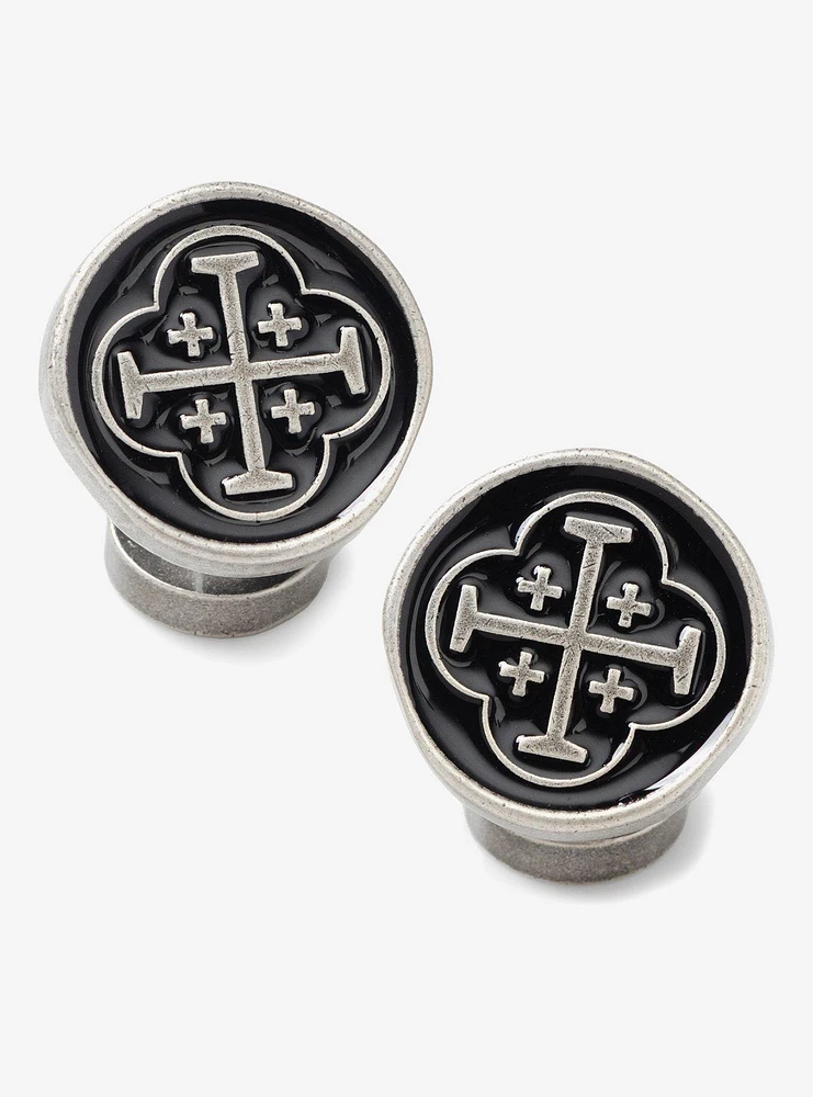 Shipwreck Cross Coin Antique Silver Cufflinks