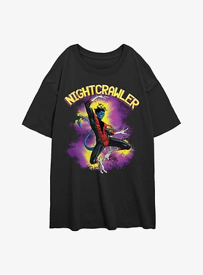 Marvel X-Men Nightcrawler Leap Womens Oversized T-Shirt