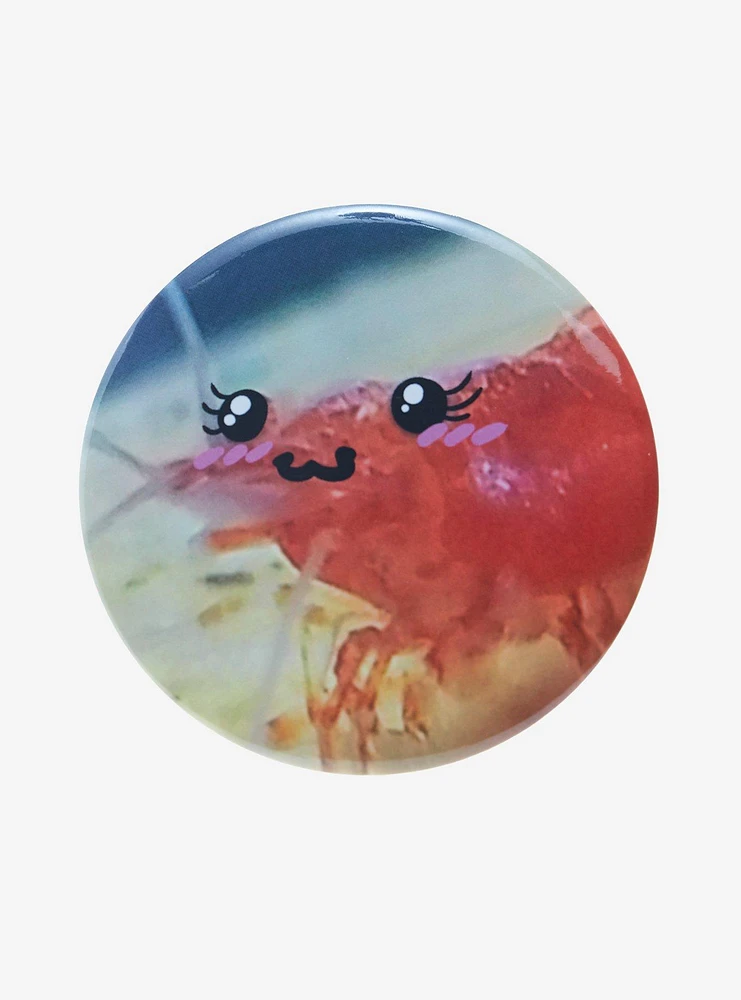 Happy Kawaii Shrimp 3 Inch Button