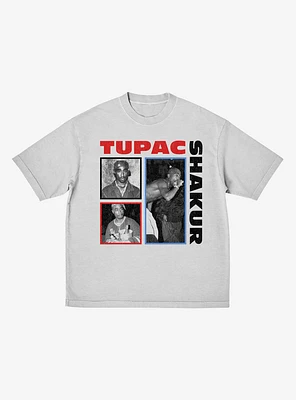 Tupac Portrait Grid Relaxed Fit Girls T-Shirt