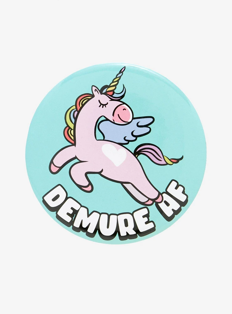 Demure Unicorn 3 Inch Button