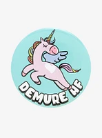 Demure Unicorn 3 Inch Button