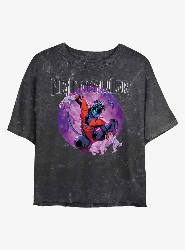 Marvel X-Men Nightcrawler Womens Mineral Wash Crop T-Shirt