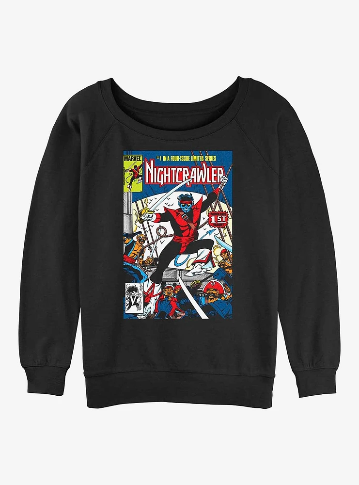 Marvel Nightcrawler Comic Cover Womens Slouchy Sweatshirt