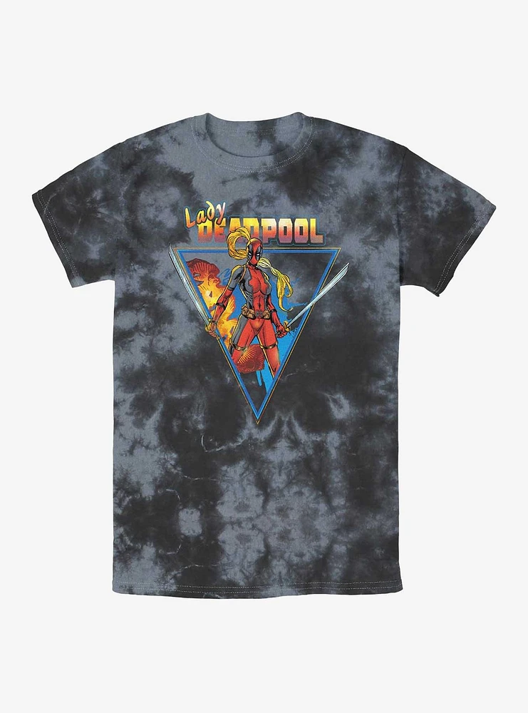 Marvel Lady Deadpool Triangle Portrait Tie-Dye T-Shirt