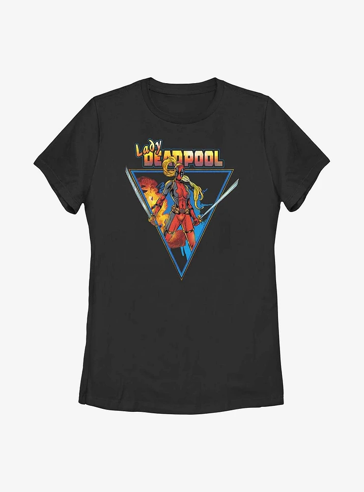 Marvel Lady Deadpool Triangle Portrait Womens T-Shirt