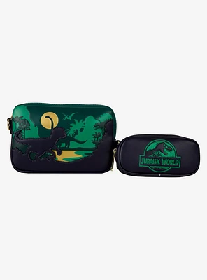 Loungefly Jurassic World Dinosaur Scene Crossbody Bag with Coin Purse