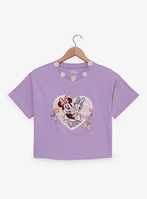 Disney Minnie Mouse & Daisy Duck Floral Women's Cropped T-Shirt - BoxLunch Exclusive