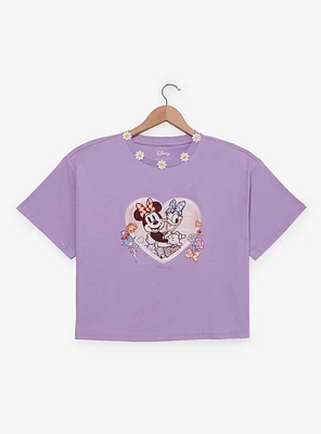 Disney Minnie Mouse & Daisy Duck Floral Women's Plus Cropped T-Shirt - BoxLunch Exclusive