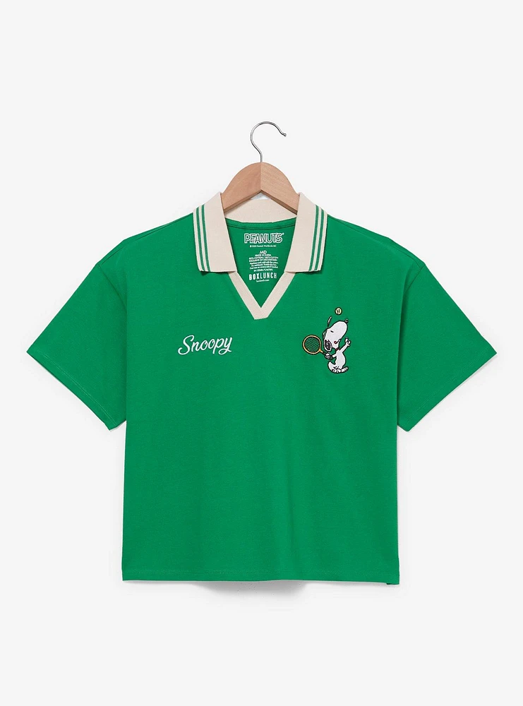 Peanuts Snoopy Tennis Women's Plus Cropped Polo — BoxLunch Exclusive