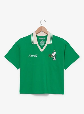 Peanuts Snoopy Tennis Women's Plus Cropped Polo — BoxLunch Exclusive