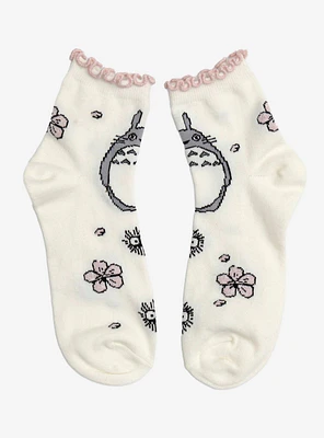 Studio Ghibli® My Neighbor Totoro Cherry Blossom Ruffle Quarter Crew Socks — BoxLunch Exclusive