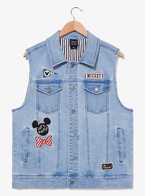 Disney Mickey Mouse Carnival Patches Denim Vest - BoxLunch Exclusive