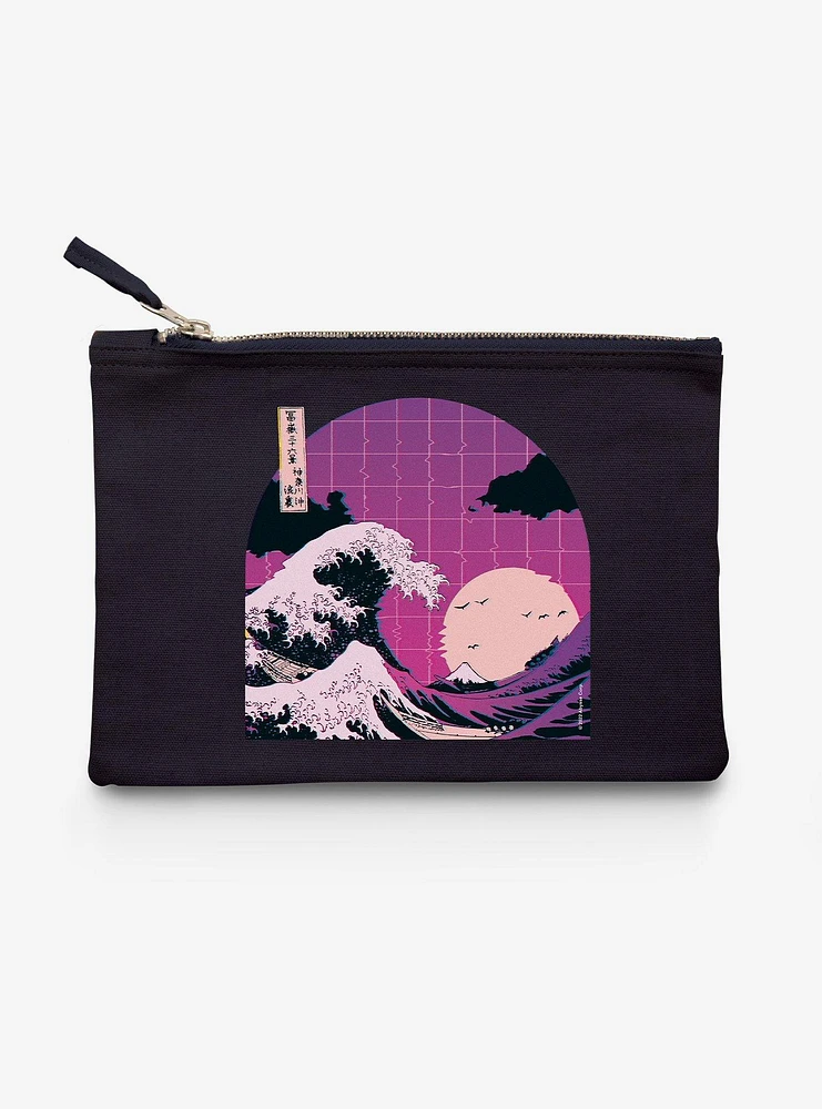 Hokusai Great Wave Vapor Black Make Up Bag