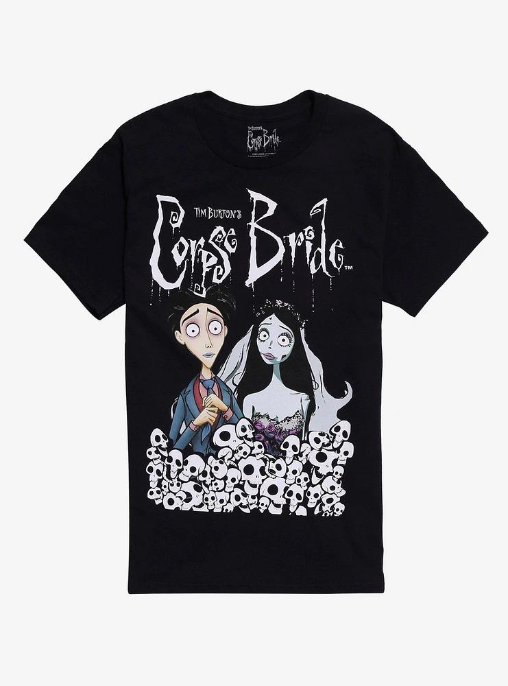 Corpse Bride Victor & Emily Skulls Boyfriend Fit Girls T-Shirt