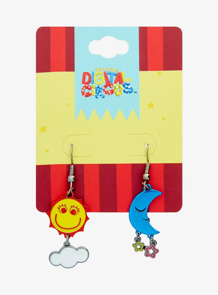 The Amazing Digital Circus Sun & Moon Mismatch Drop Earrings