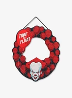 IT Pennywise Red Balloon Wreath Time to Float Hanging Wood Wall Decor