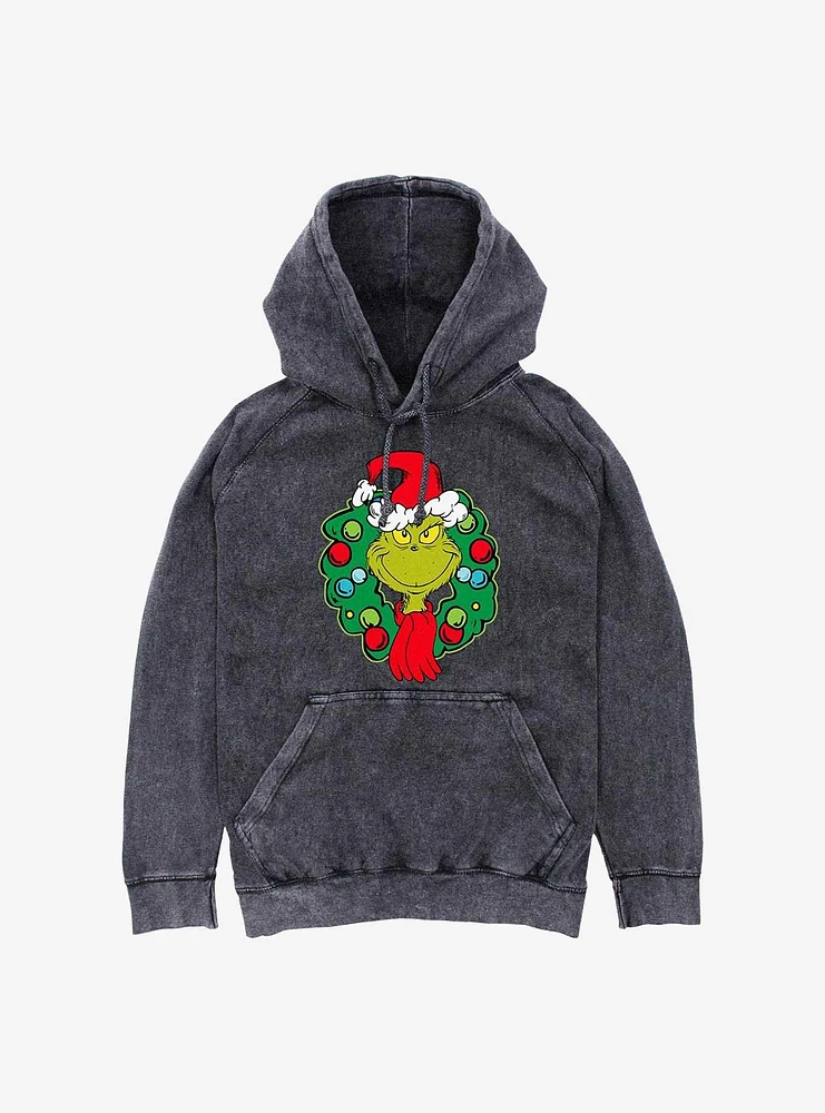 Dr. Seuss Grinch Wreath Mineral Wash Hoodie