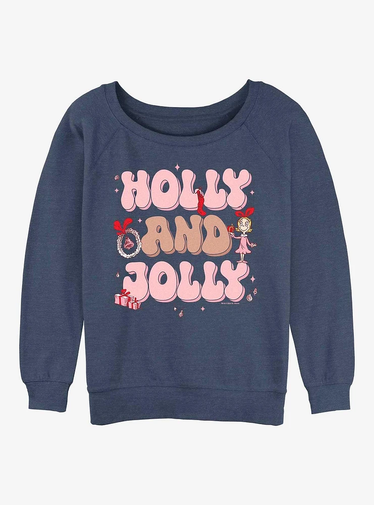 Dr. Seuss Holly And Jolly Girls Slouchy Sweatshirt