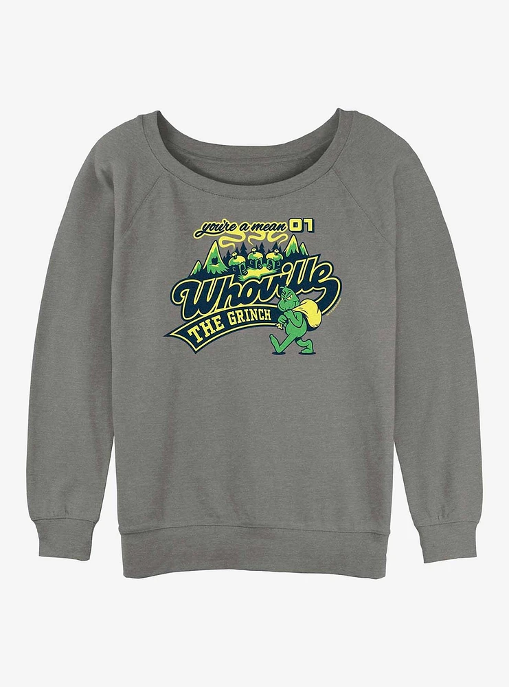 Dr. Seuss Mean Grinch Girls Slouchy Sweatshirt