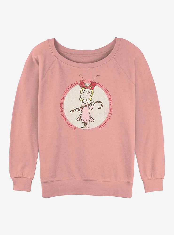 Dr. Seuss Cindy Lou Who Stamp Girls Slouchy Sweatshirt