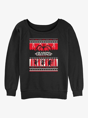 Stranger Things Seasons Greetings Girls Slouchy Sweatshirt