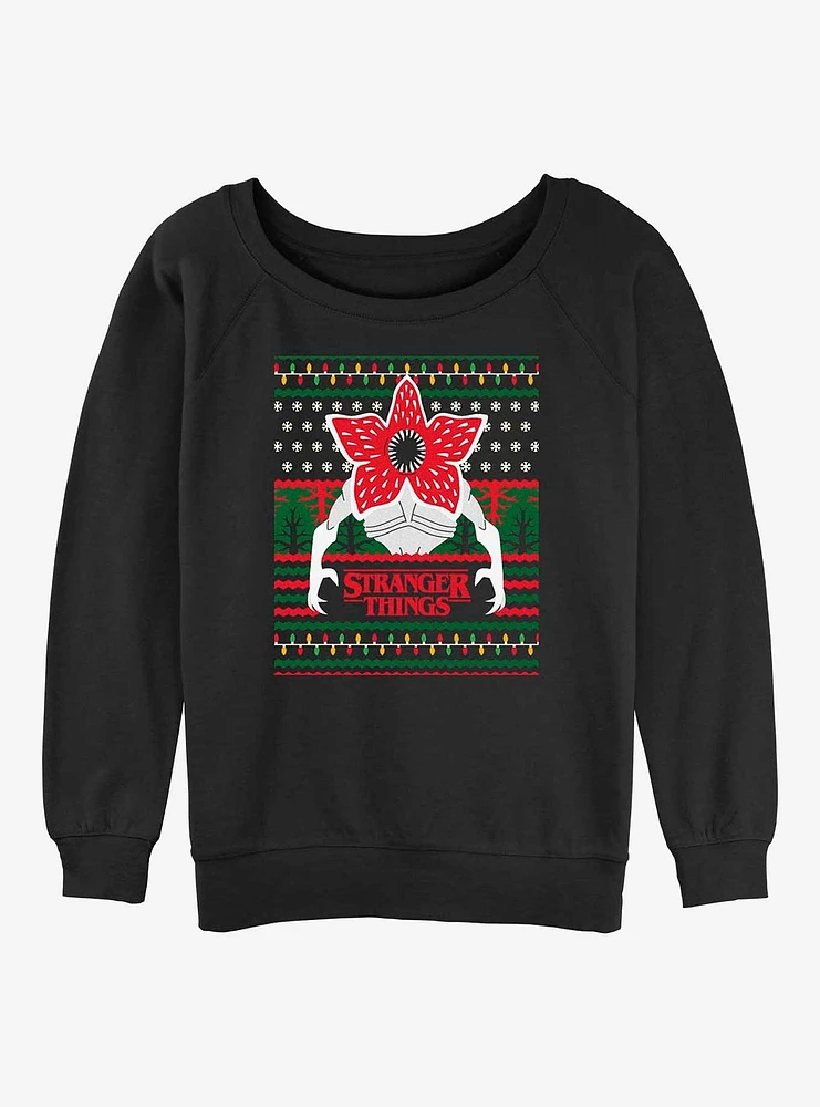 Stranger Things Demogorgon Ugly Sweater Girls Slouchy Sweatshirt